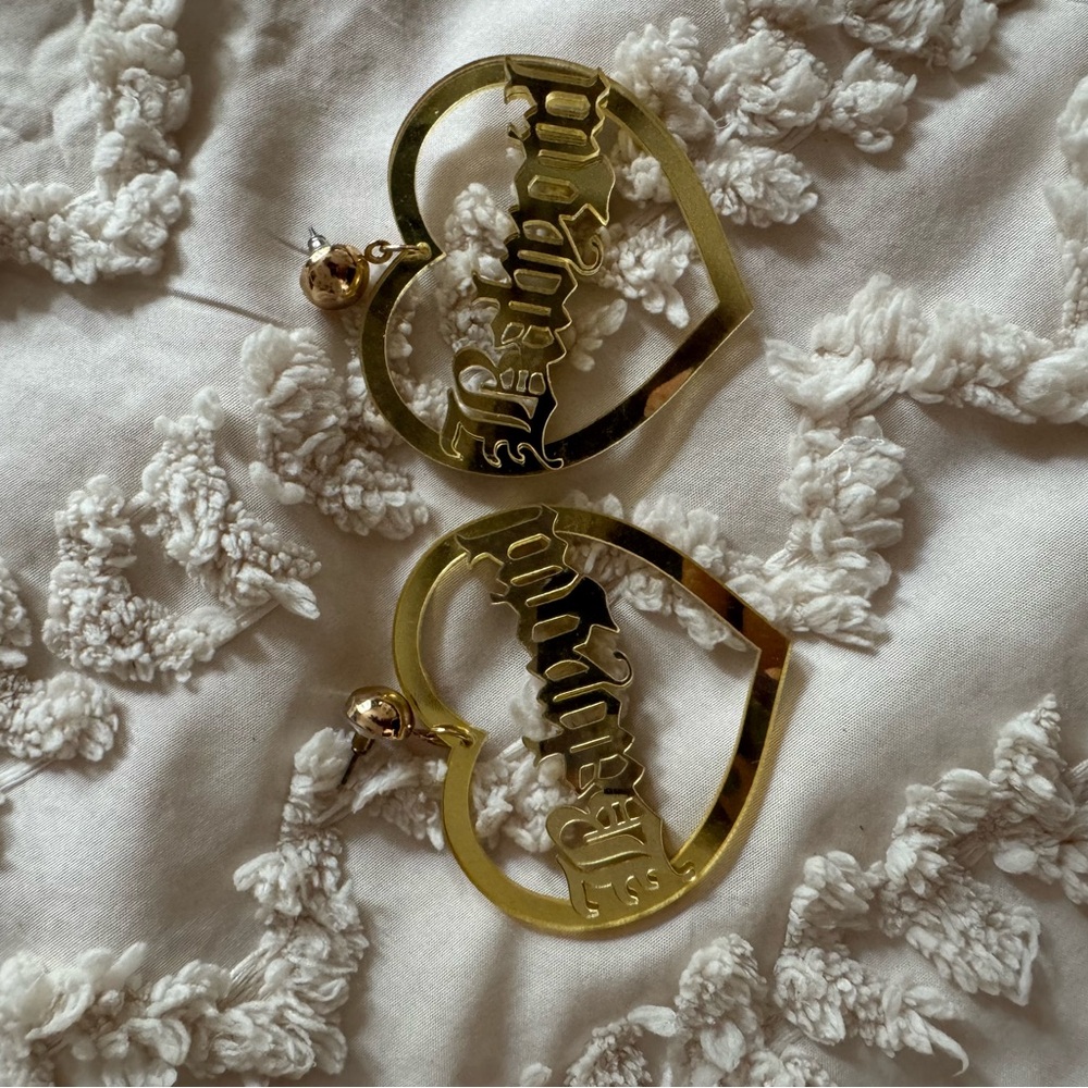 Babygirl Gold Heart Earrings (mirror shine)